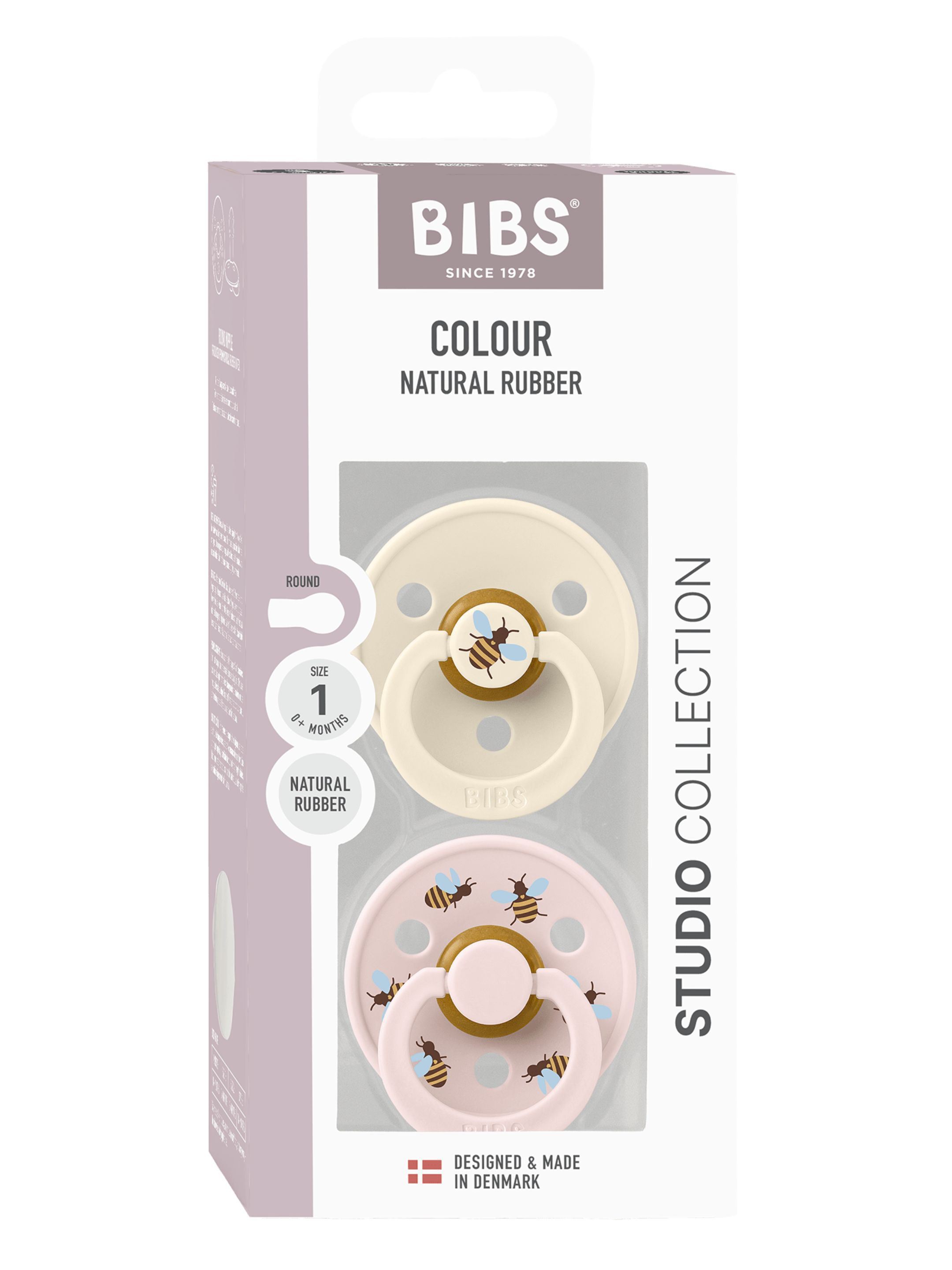 BIBS Pacifier Studio Colour 2 PACK Bumblebee Latex Size 1 Ivory Mix image number 5