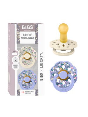 BIBS X Liberty Pacifier Boheme 2 Pack Chloe Meadow Latex Size 2 Ivory Mix