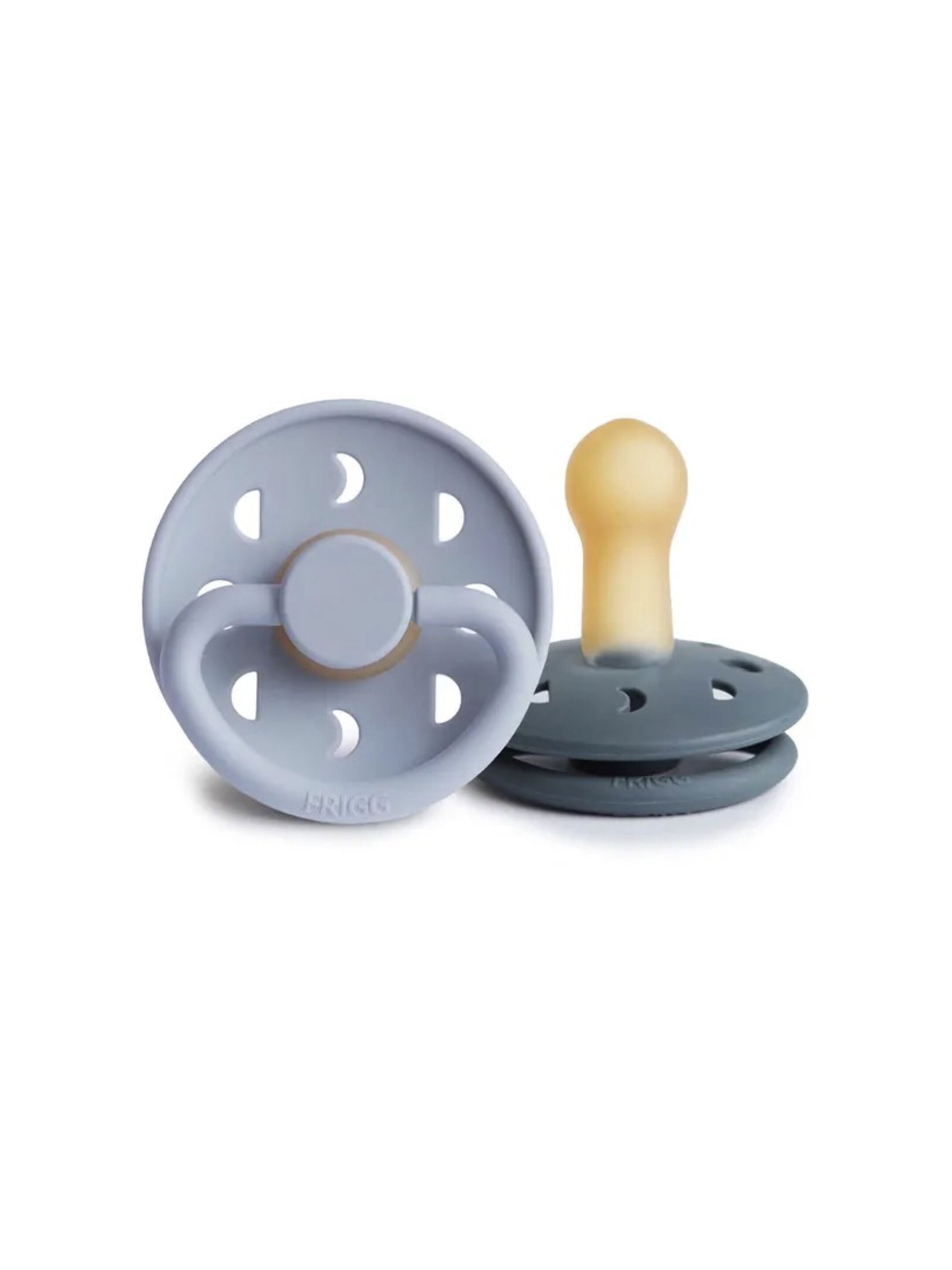 FRIGG Moon Phase Latex Baby Pacifier 6-18M 2-Pack Powder Blue/Slate - Size 2