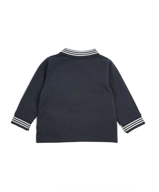 Long Sleeve Knitted Polo Shirt - Blue image number 2