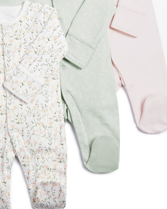 Floral Sleepsuits - 3 Pack image number 2