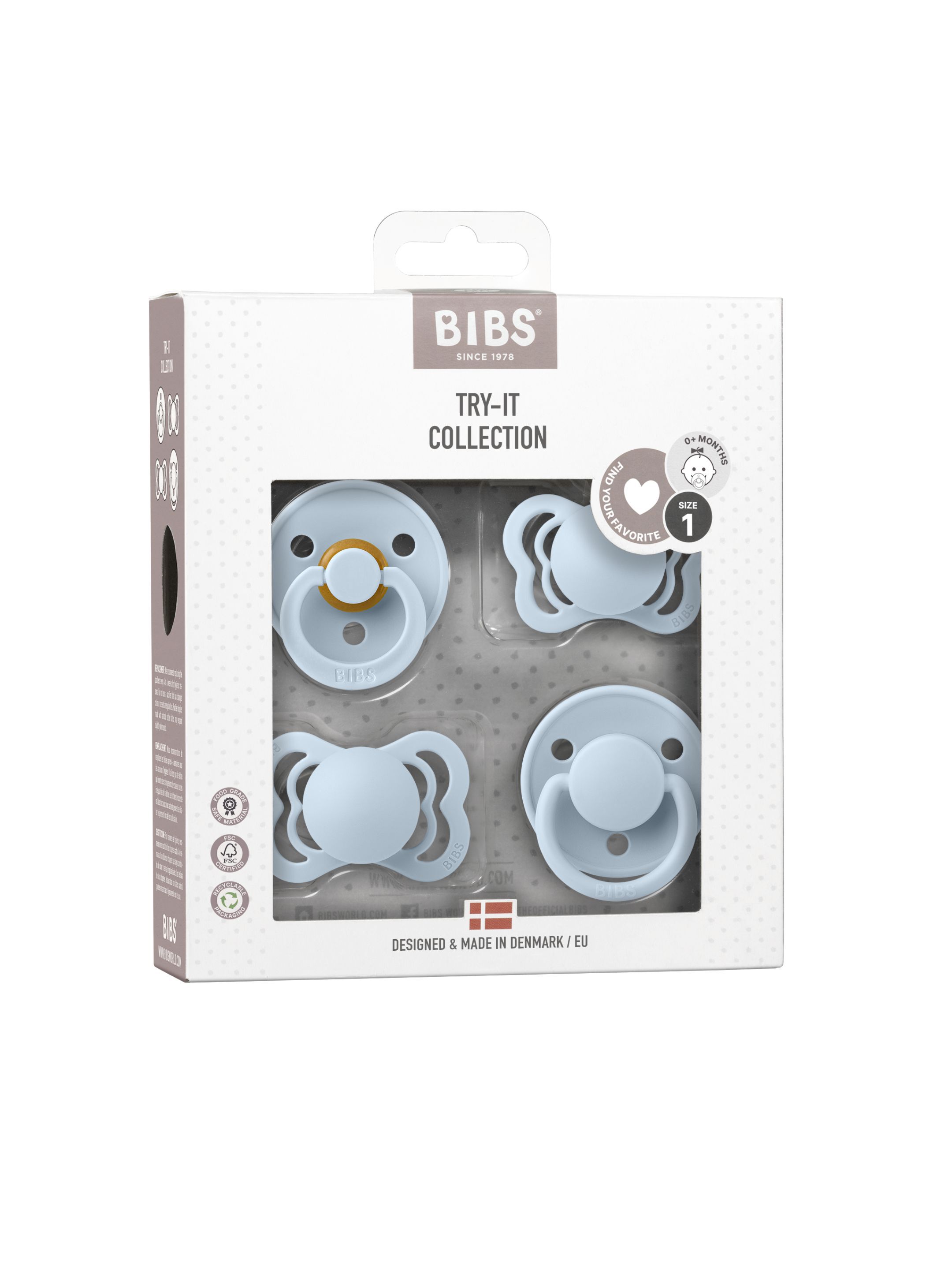 BIBS Tryit collection Size 1 Baby Blue