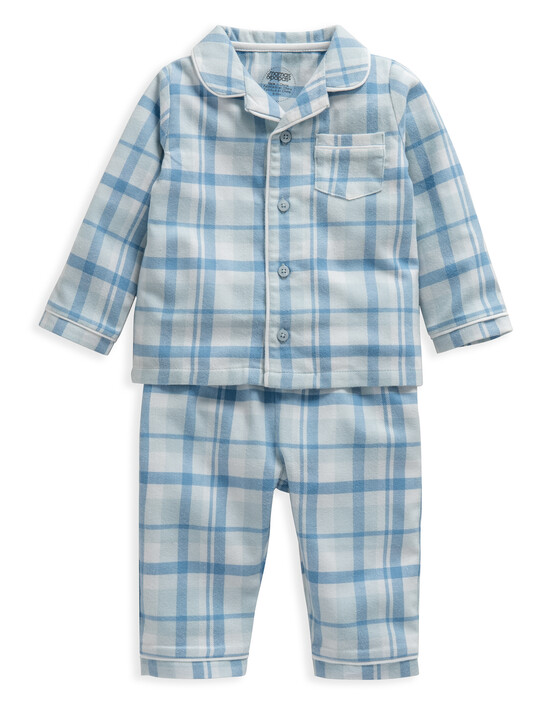 Blue Gingham Check Woven Pyjamas image number 1