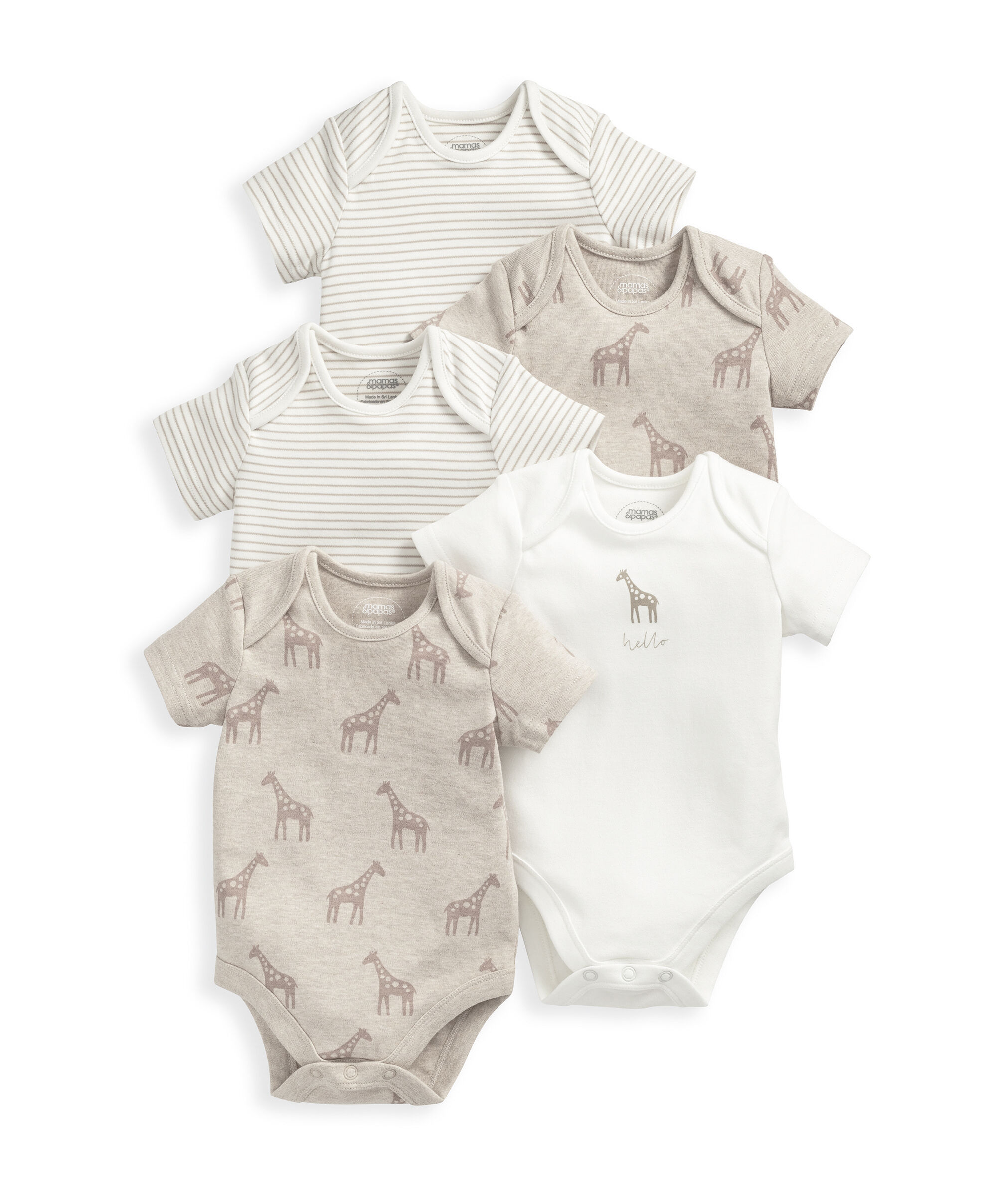 Giraffe Bodysuits (5 pack) - Neutral image number 2