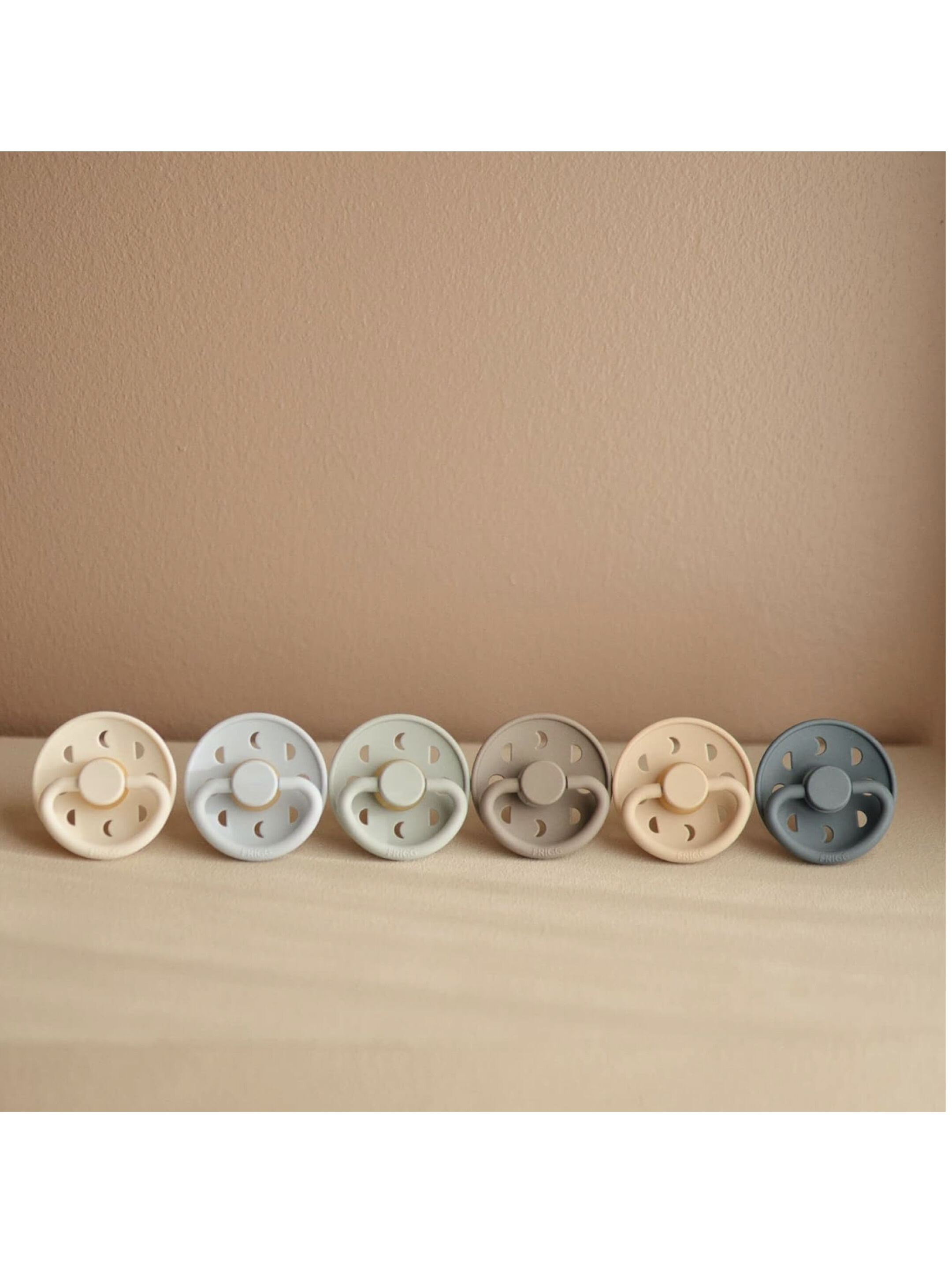 FRIGG Moon Phase Silicone Baby Pacifier 6-18M 2-Pack Croissant/Portobello - Size 2 image number 2