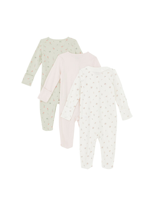 3 Pack Roses Sleepsuits image number 2