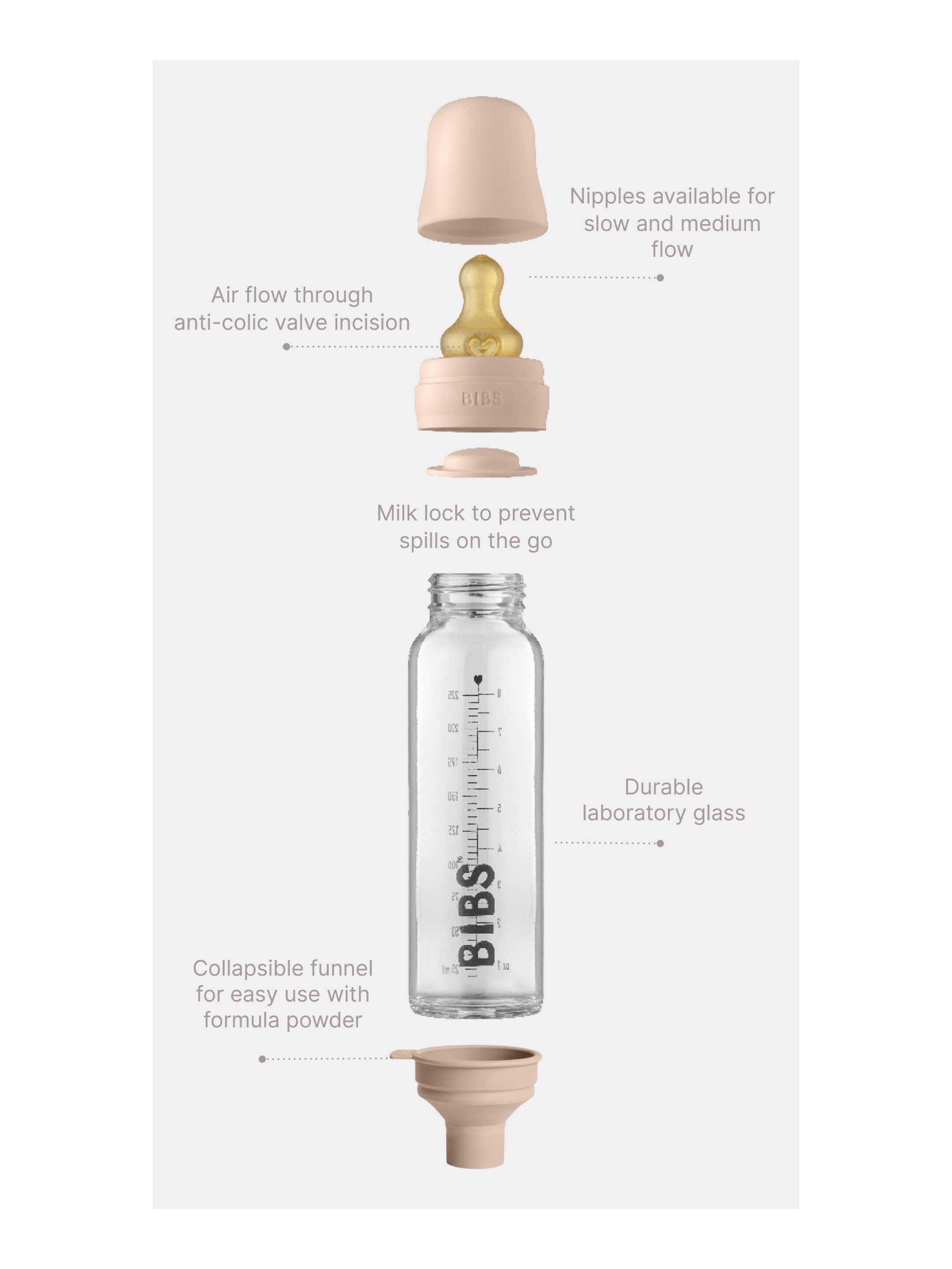 Bibs Baby Glass Bottle - Ivory (225ml)  image number 4