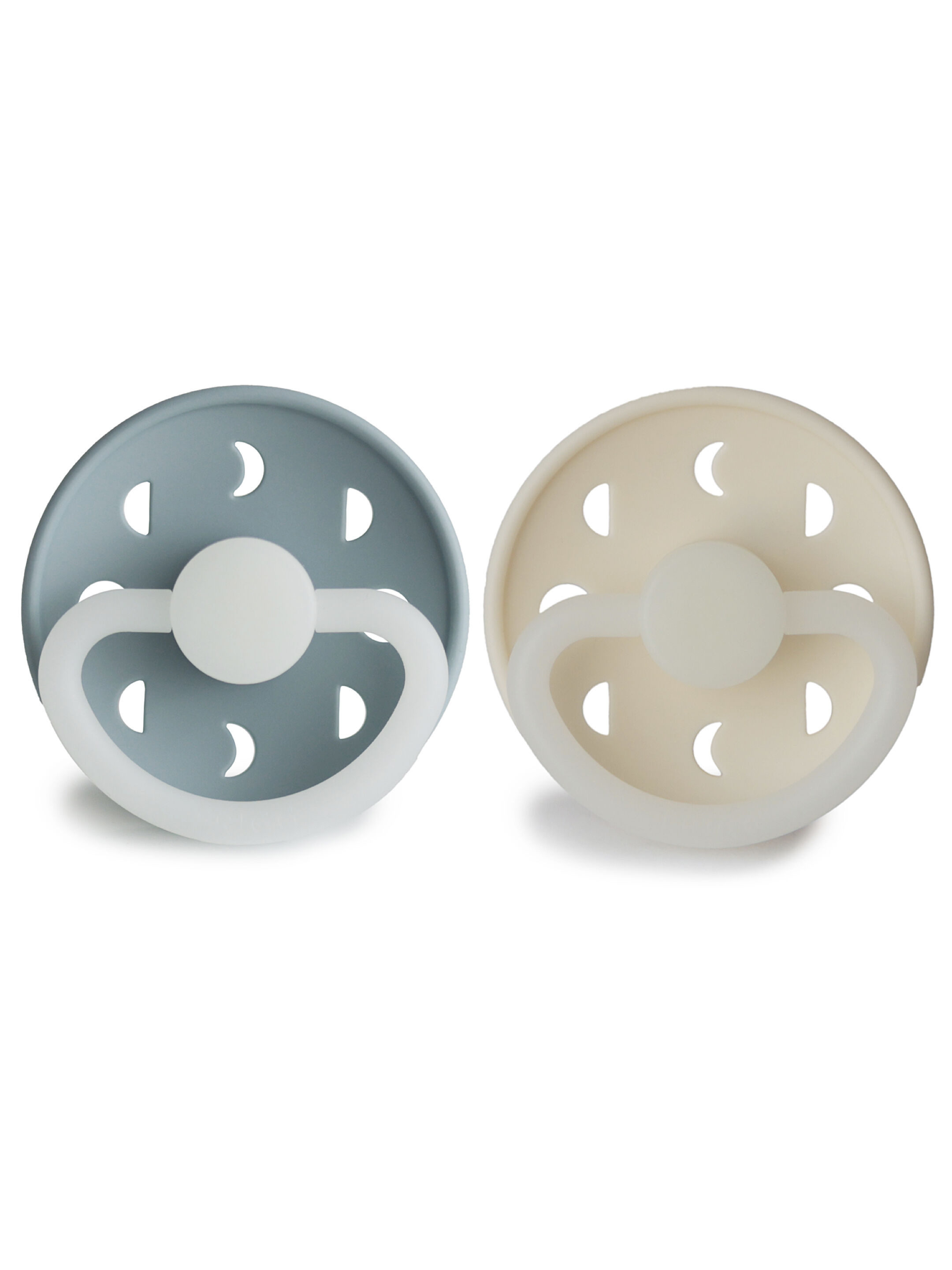 FRIGG Moon Phase Silicone Baby Pacifier 0-6M 2-Pack Stone Blue Night/Cream Night - Size 1