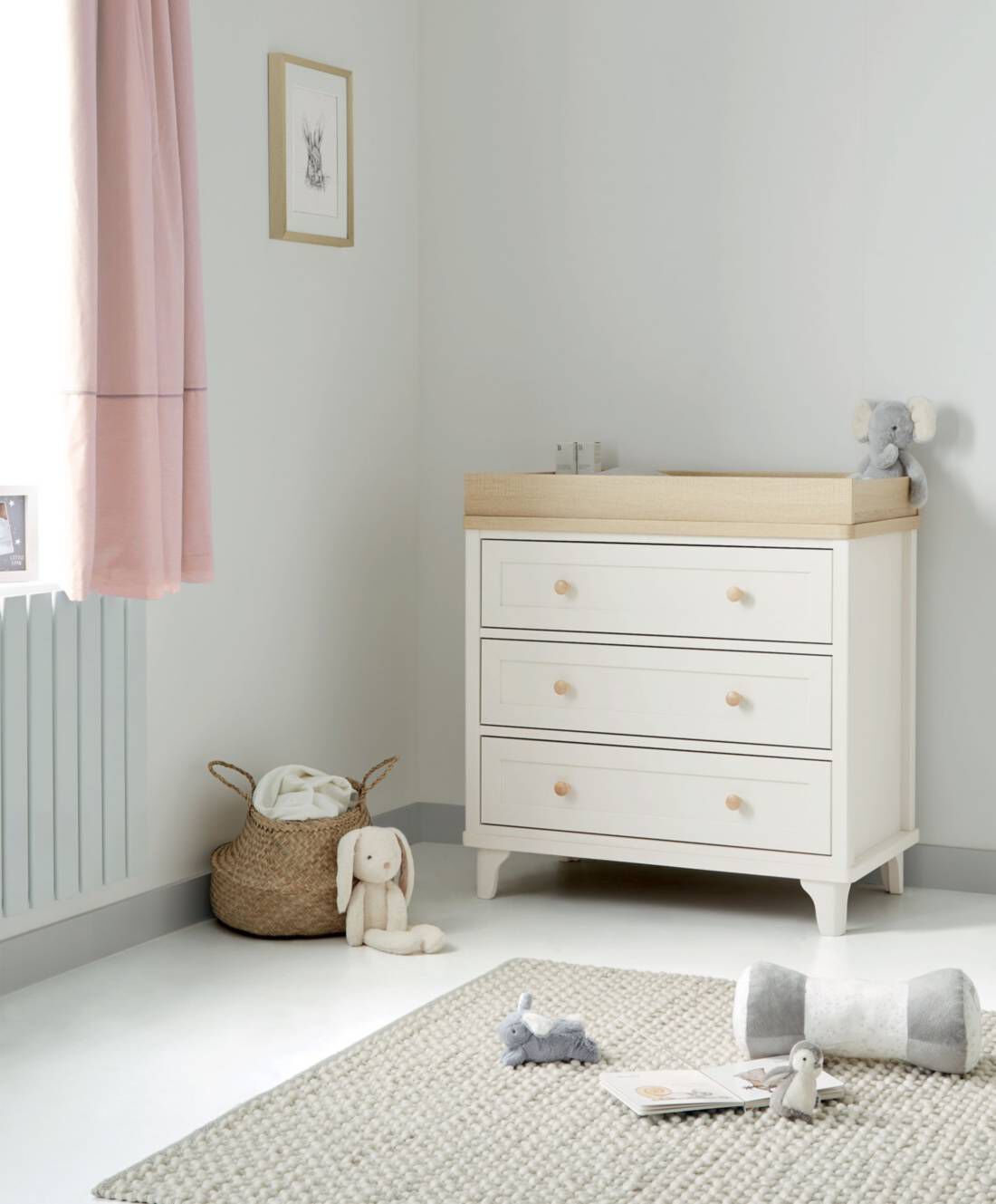 Lucca 3 Drawer Nursery Dresser & Changer Unit - Ivory Oak image number 2