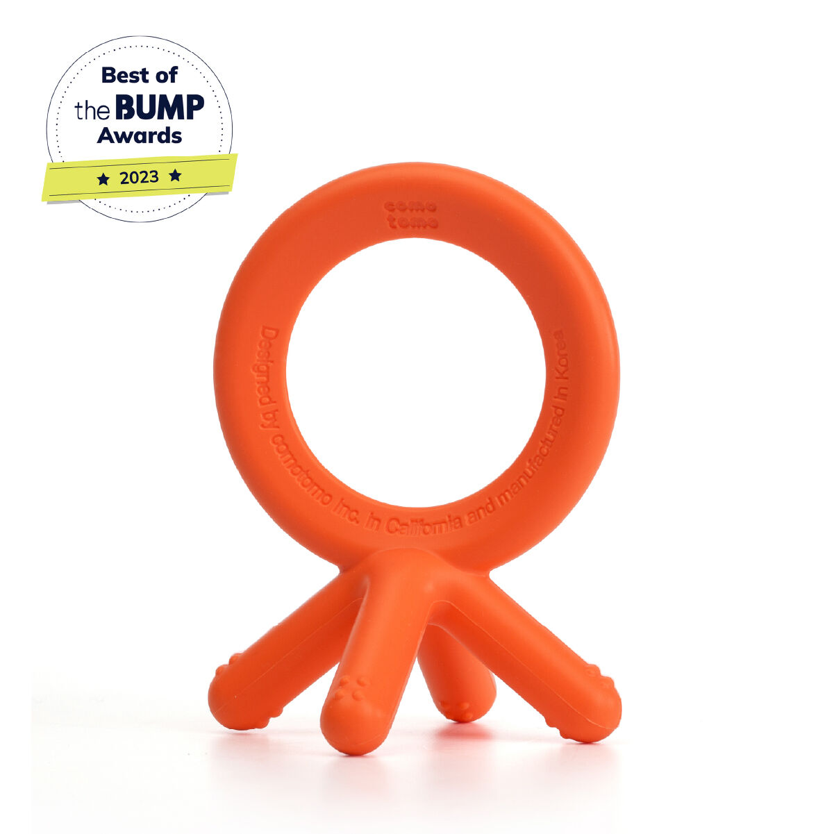 Comotomo Silicone Baby Teether Orange 3 Months + image number 1