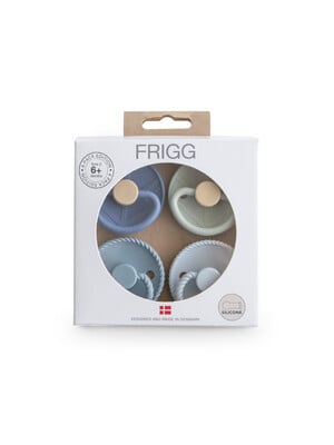 FRIGG Round Latex Baby Pacifier 6-18M 4-Pack Skyline Serenity - Size 2