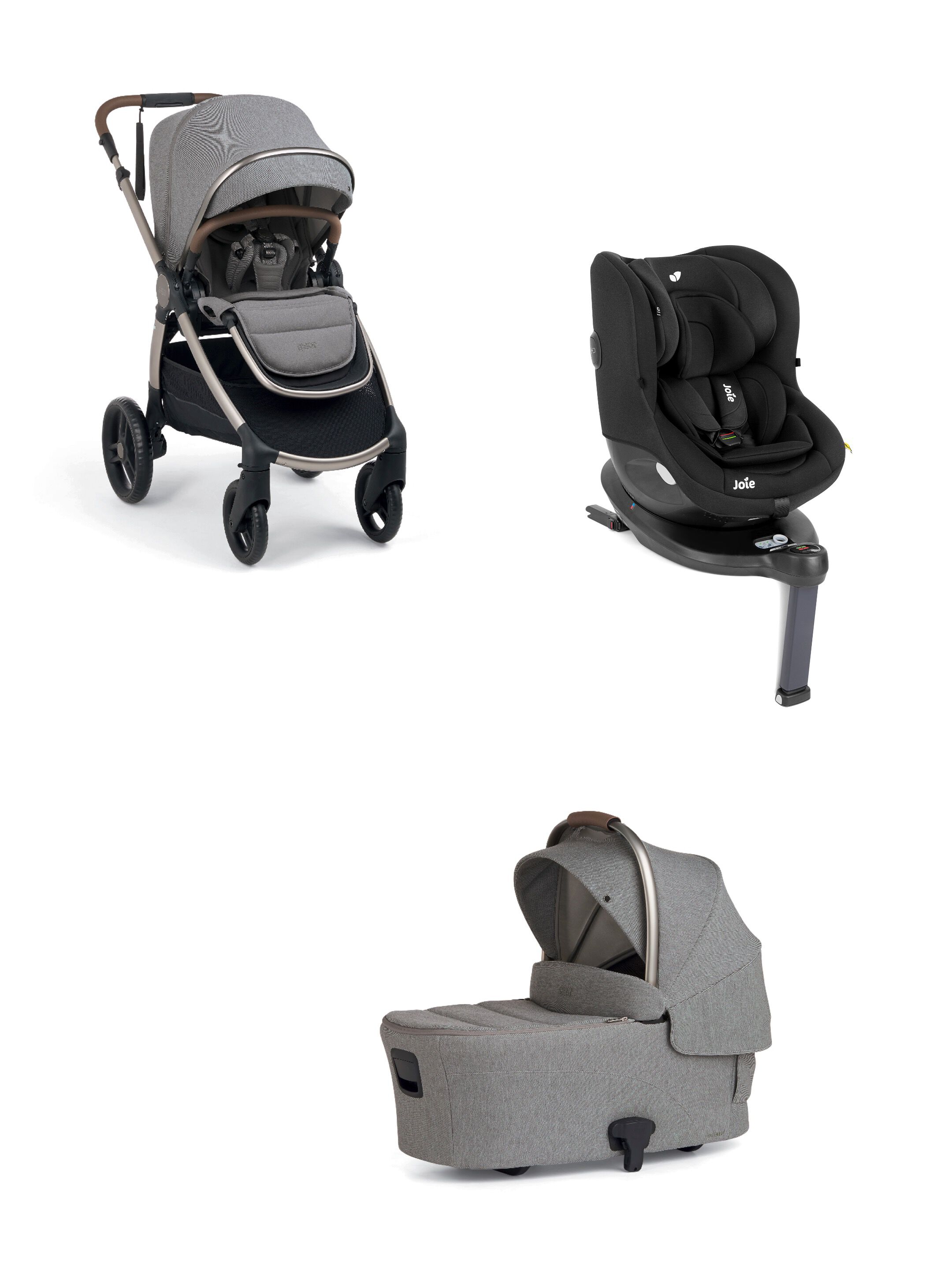 Ocarro 2 Pushchair and Carrycot Bundle with Joie i-Spin 360 Car Seat (3 Pieces) - Eclipse