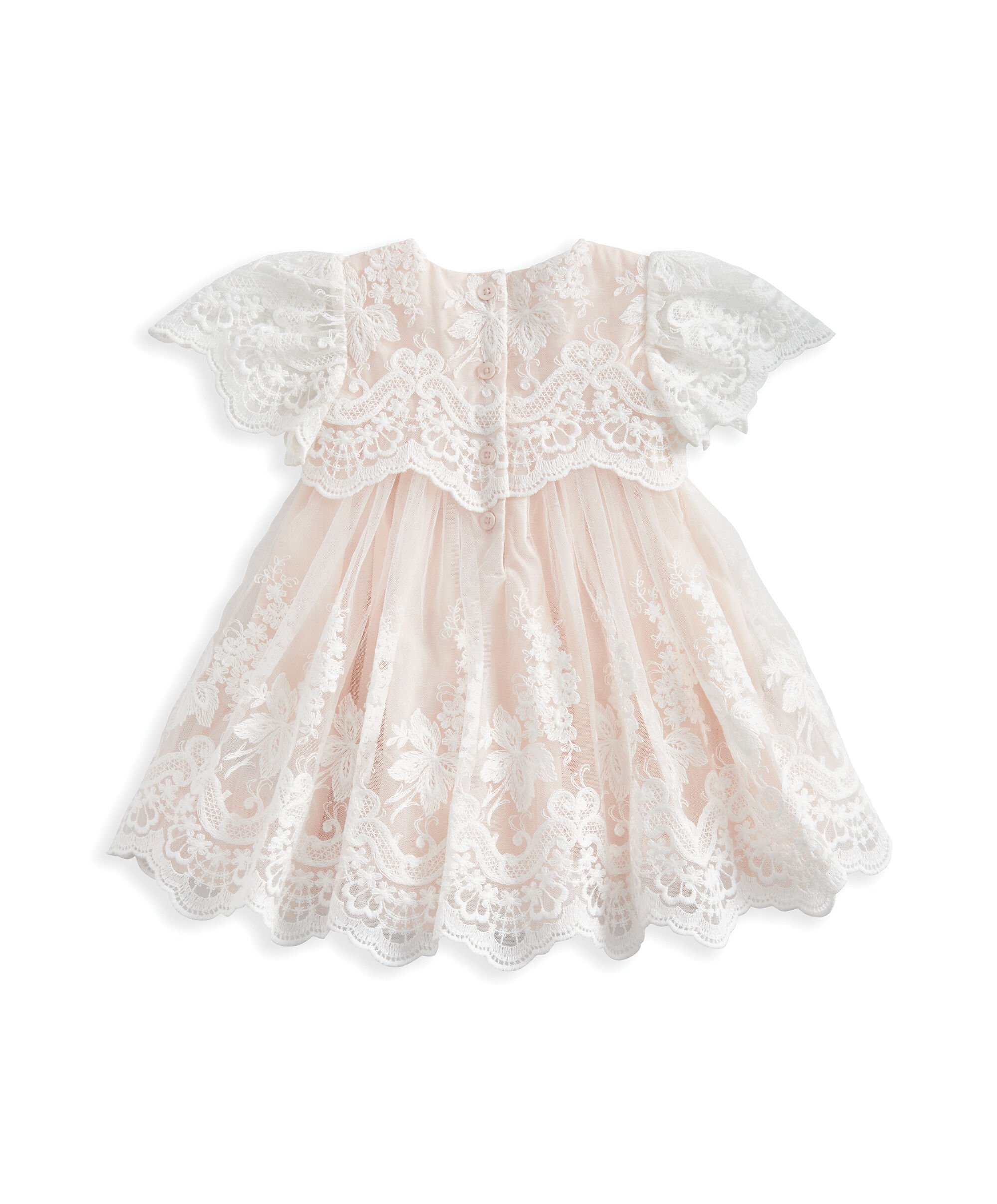 Pink Lace Frill Sleeve Dress image number 3