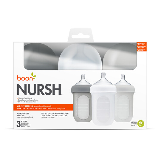 Boon NURSH 8oz Bottle 3pk - Gray Multi image number 1