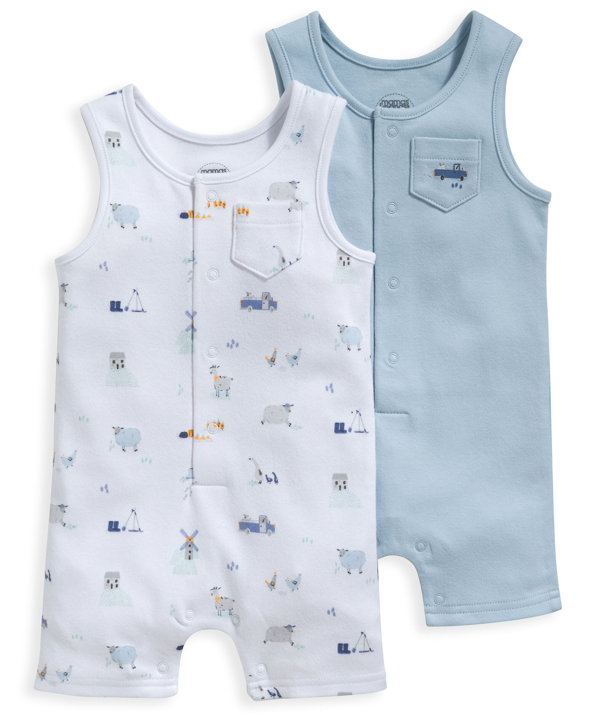 2 Pack Blue S/l Rompers image number 1