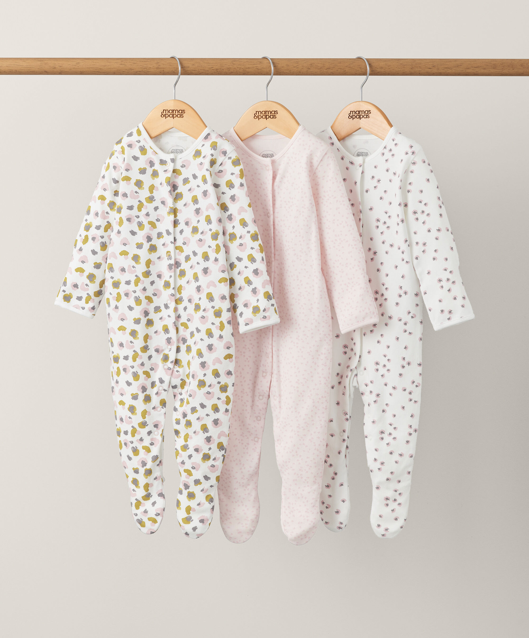 3 pack Subdued Marks Sleepsuits image number 1