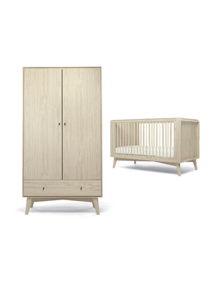 Coxley 2 Piece Cotbed Set with Wardrobe - Natural