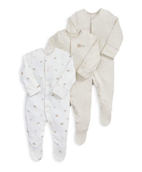 Born Wild Sleepsuits (Pack of 3) - Sand image number 2