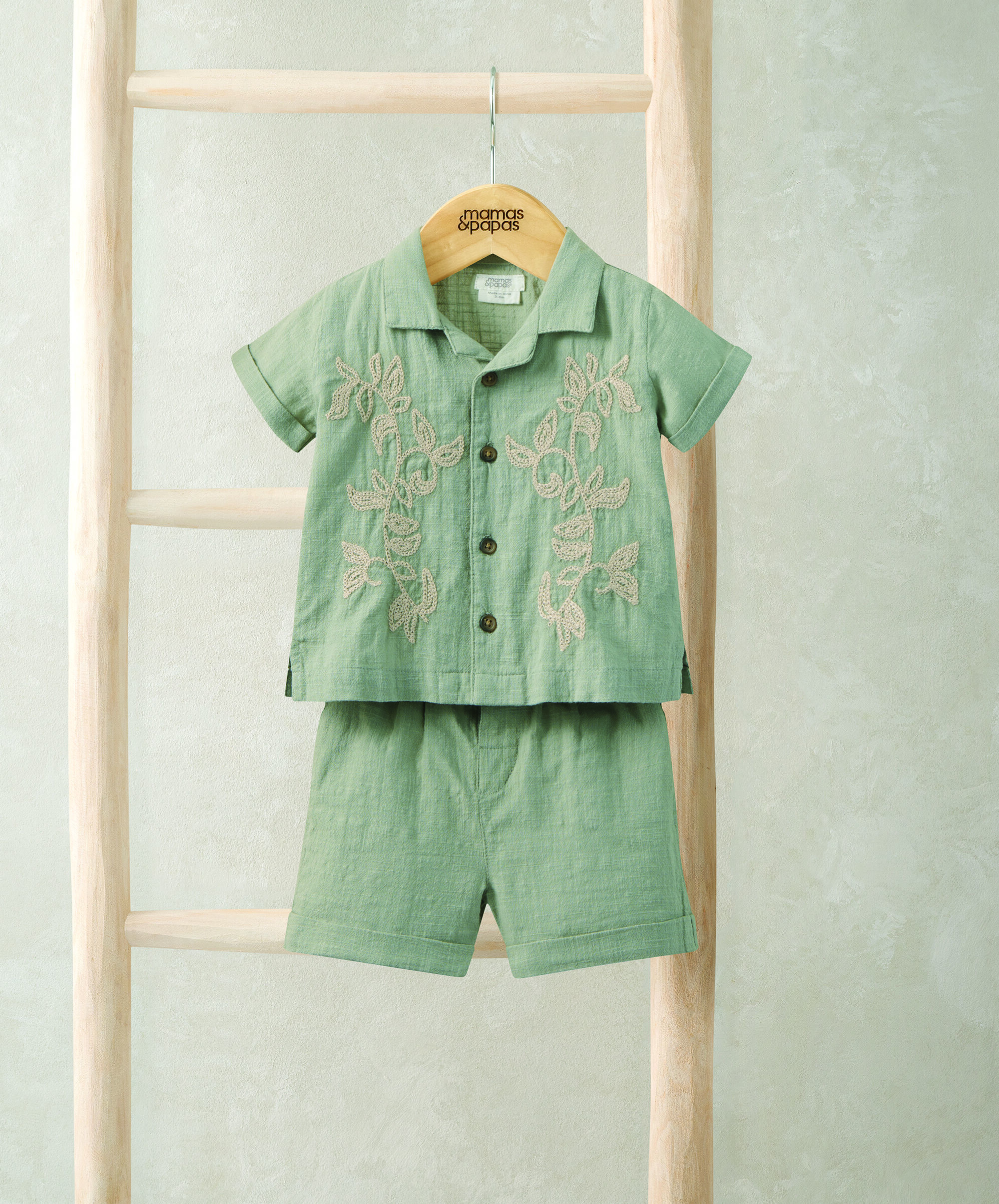Khaki Smart Shirt & Shorts Outfit Set
