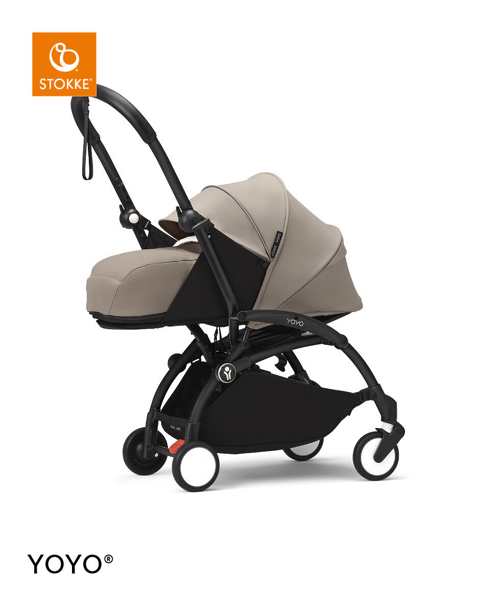 Stokke YOYO3 Black Frame with 0+ Newborn Pack - Taupe & Cup Holder (3 Pieces) image number 1