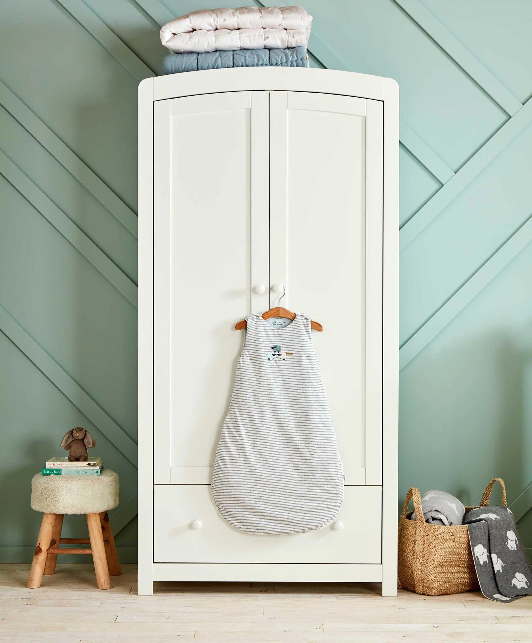 Mia 3 Piece Cotbed Set with Dresser Changer and Wardrobe- White image number 4