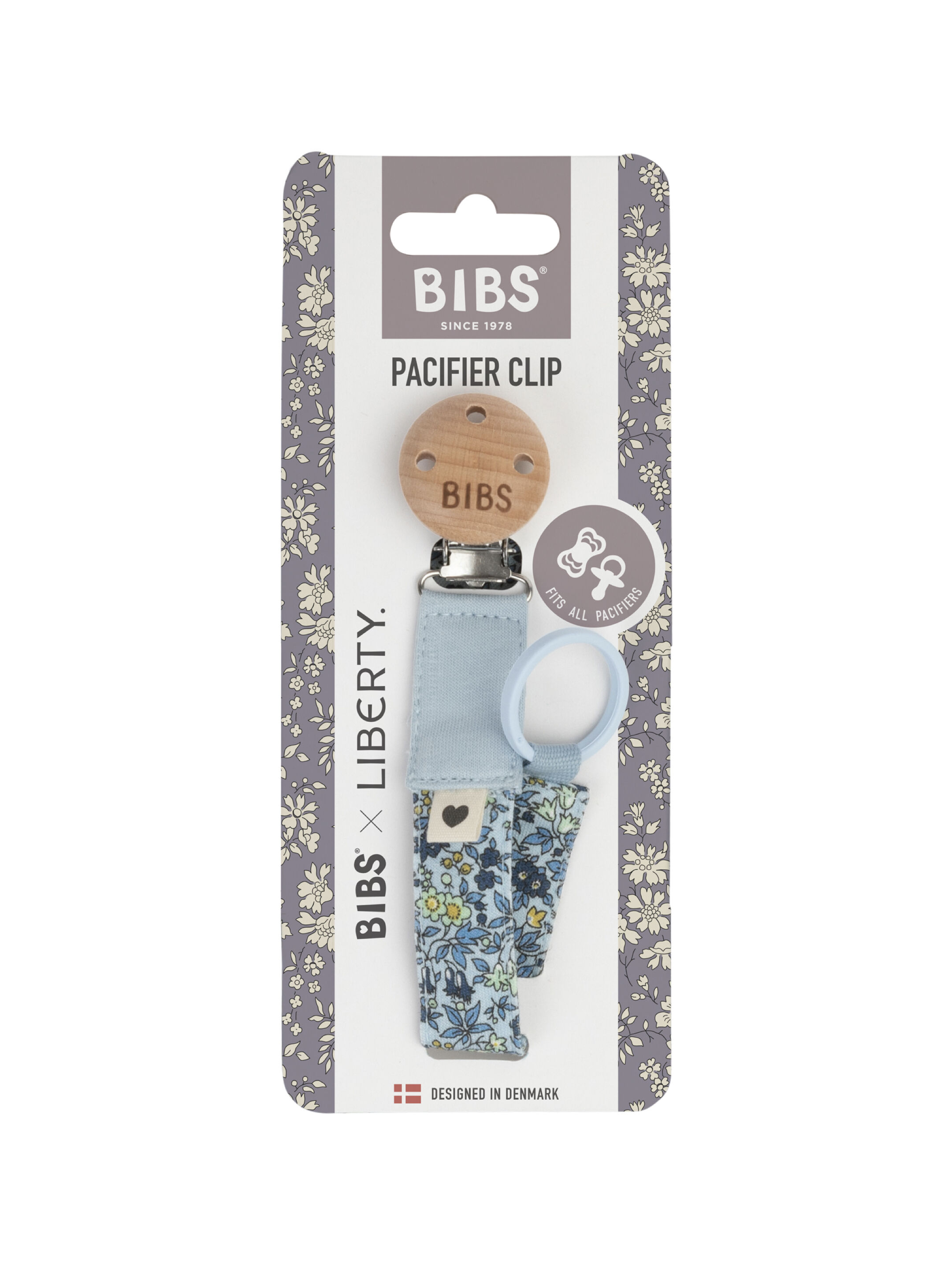 Buy BIBS x Liberty Pacifier Clip Camomile Lawn Baby Blue Soothers