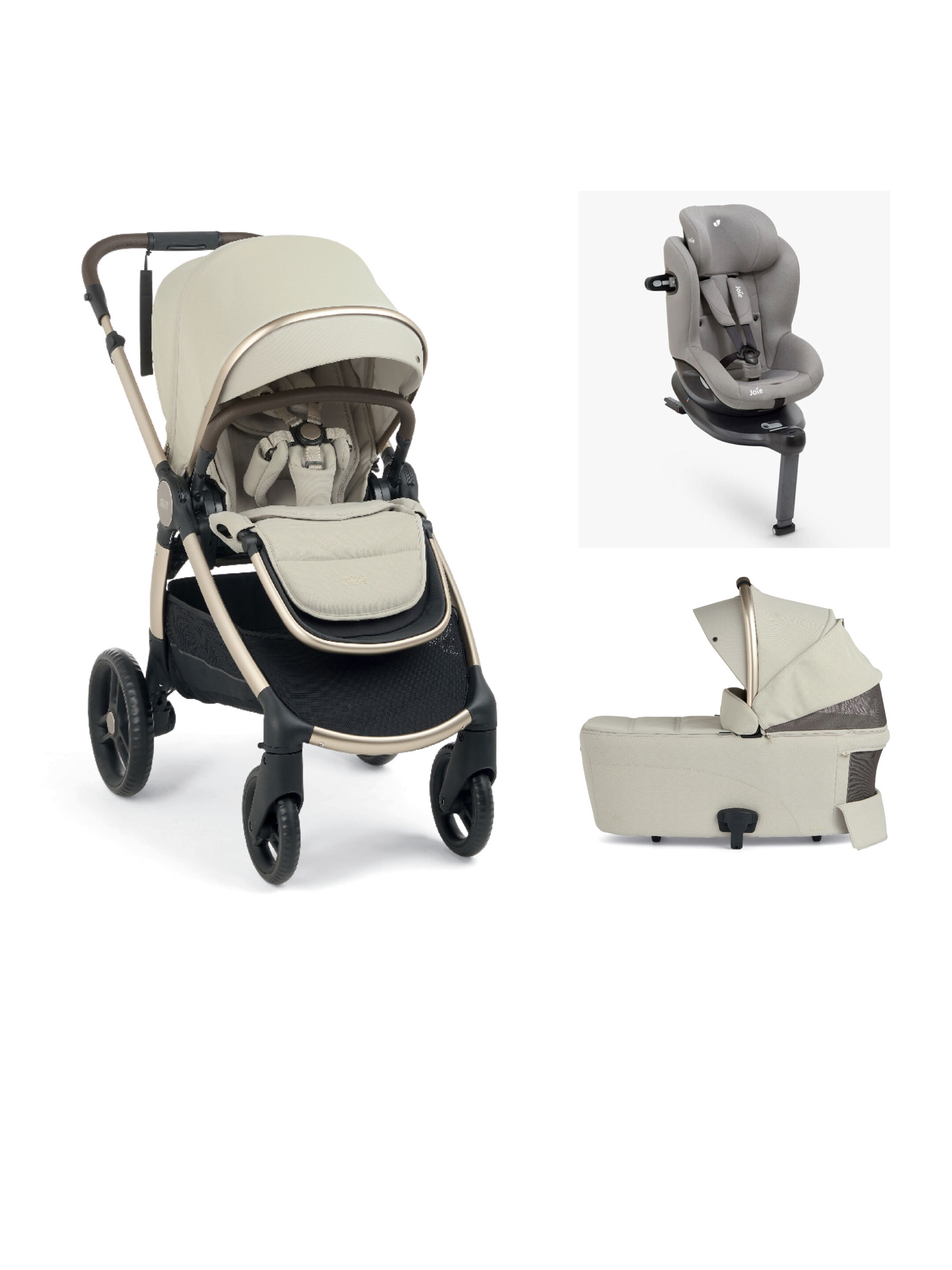 Ocarro 2 Pushchair and Carrycot Bundle with Joie Baby i-Spin 360 i-Size Car Seat (3 Pieces) - Eclipse