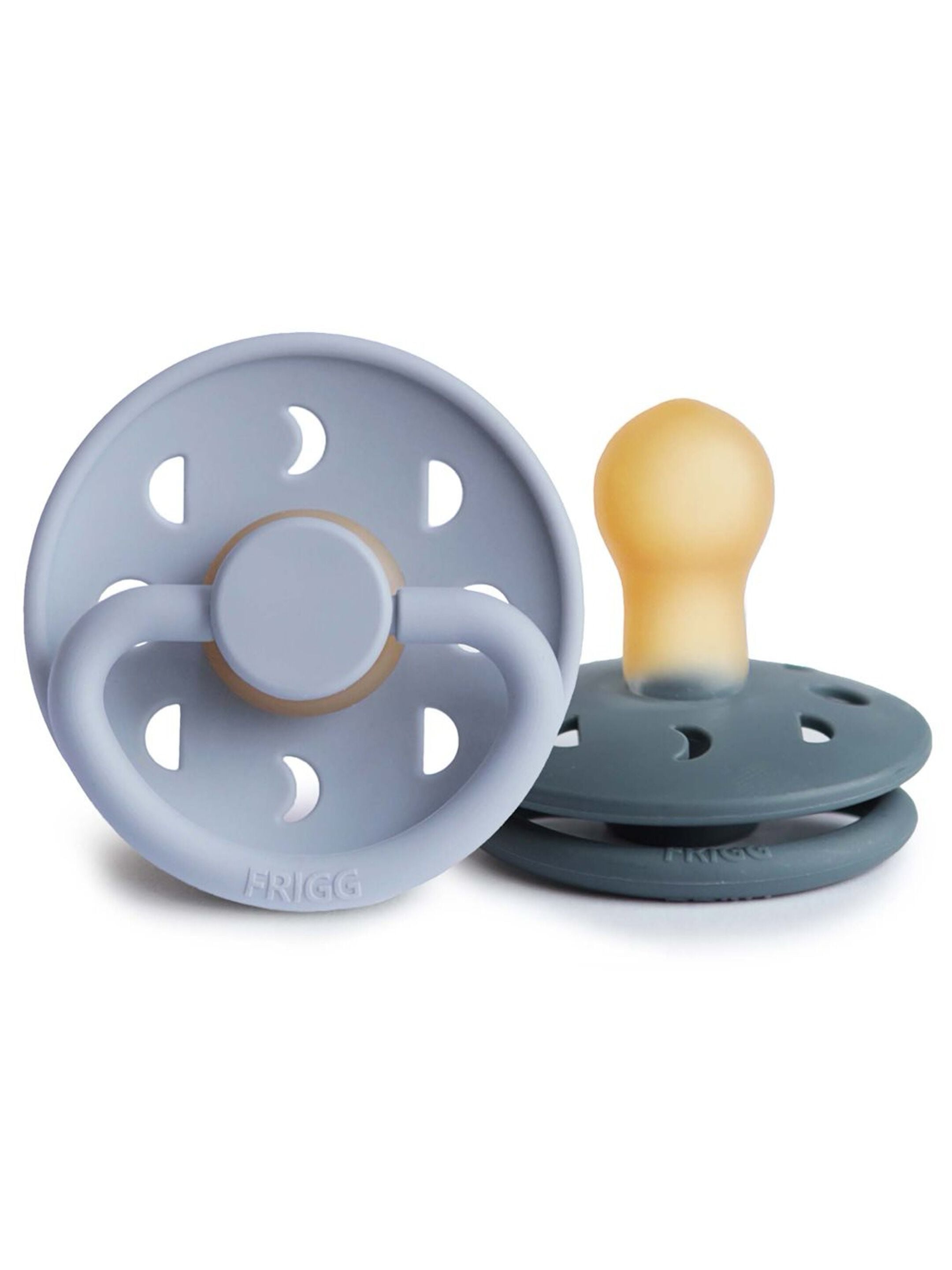 FRIGG Moon Phase Latex Baby Pacifier 0-6M 2-Pack Powder Blue/Slate - Size 1