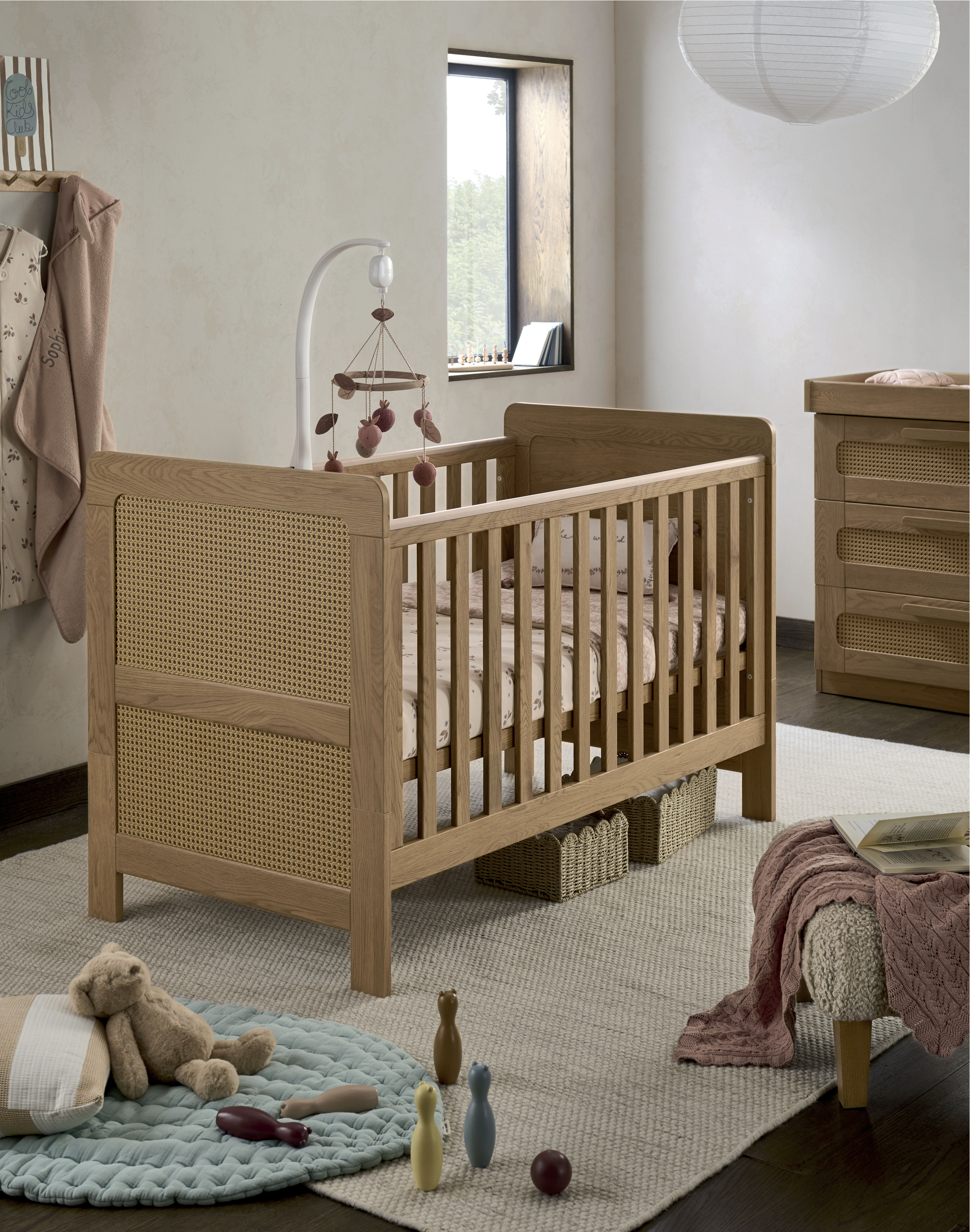 Esna 2 Piece Cotbed Set with Wardrobe - Rattan image number 2