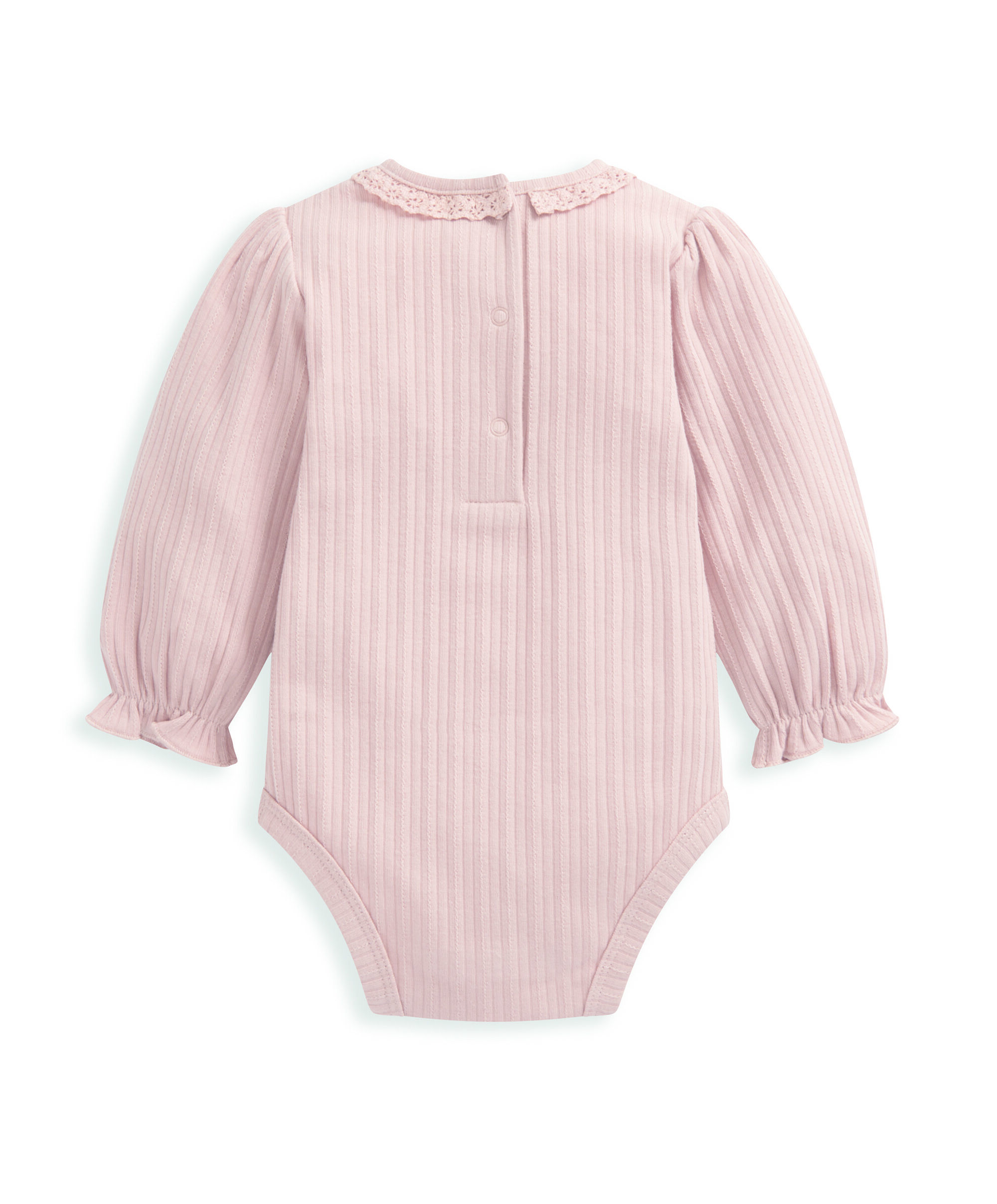 Pink Lace Trim Bodysuit image number 3