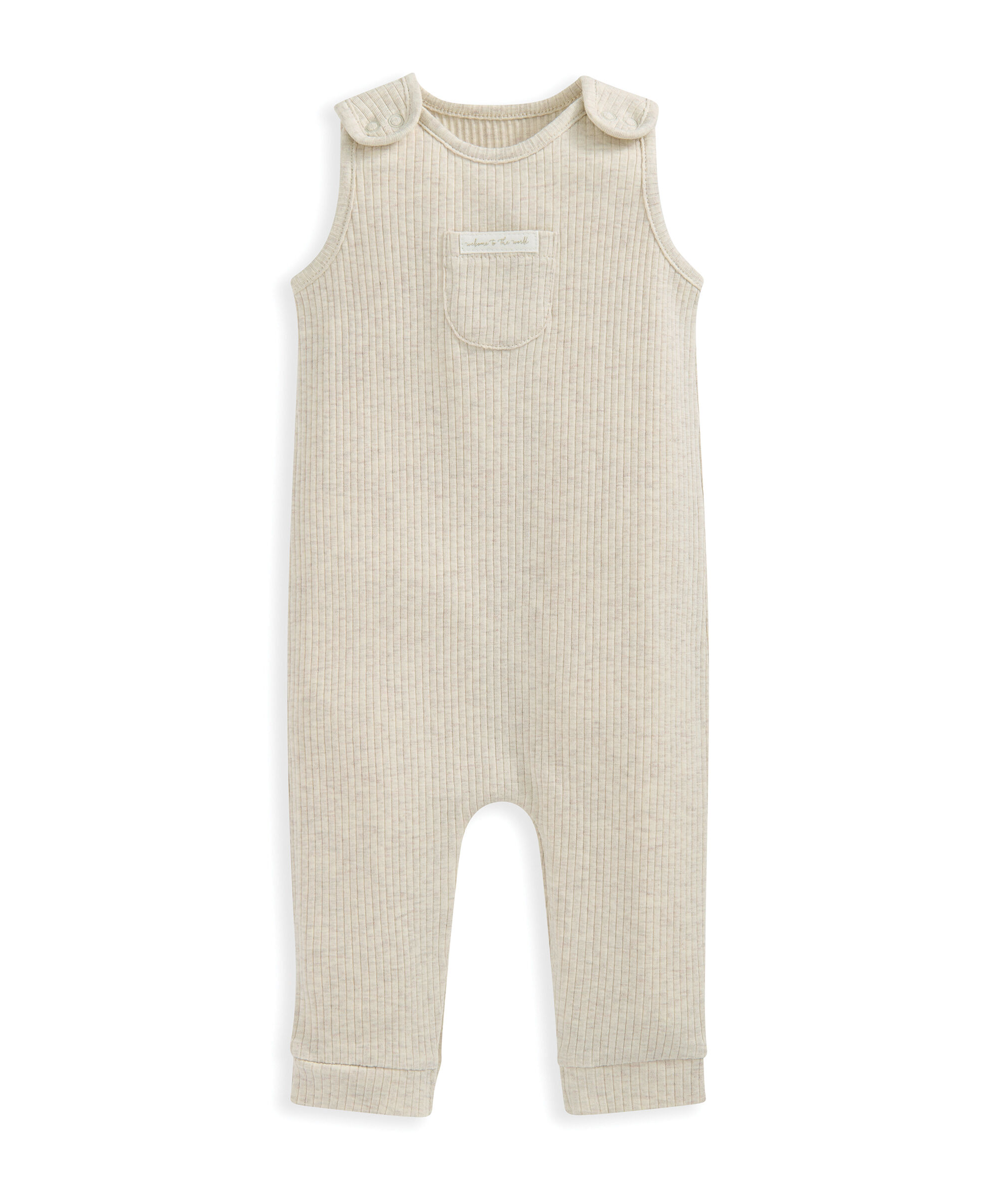 Organic Ribbed Romper - Oatmeal image number 2