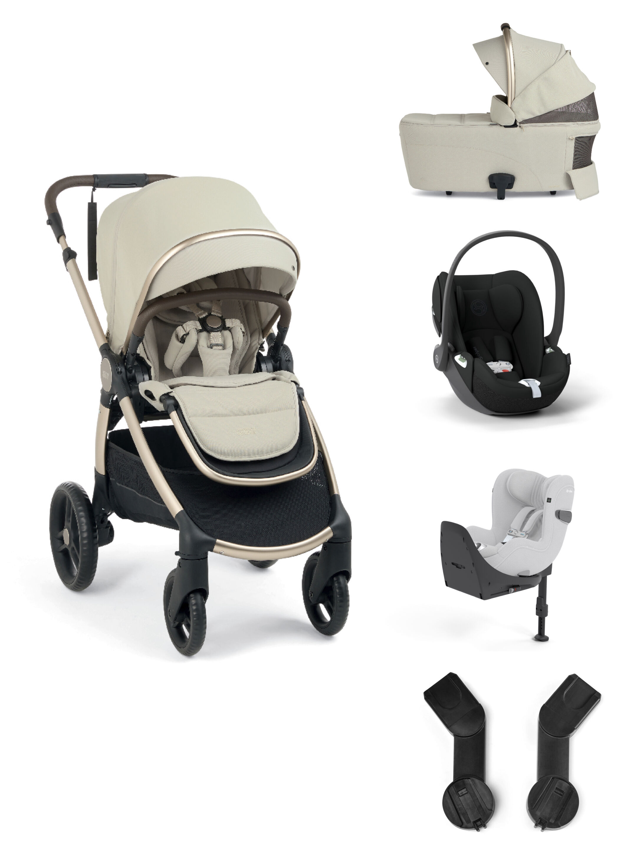 Ocarro 2 Pushchair and Carrycot Bundle with Cybex Cloud T i-Size Car Seat and Base (5Pieces) - Eclipse