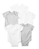 Grey Cotton Short Sleeve Bodysuits 5 Pack image number 1