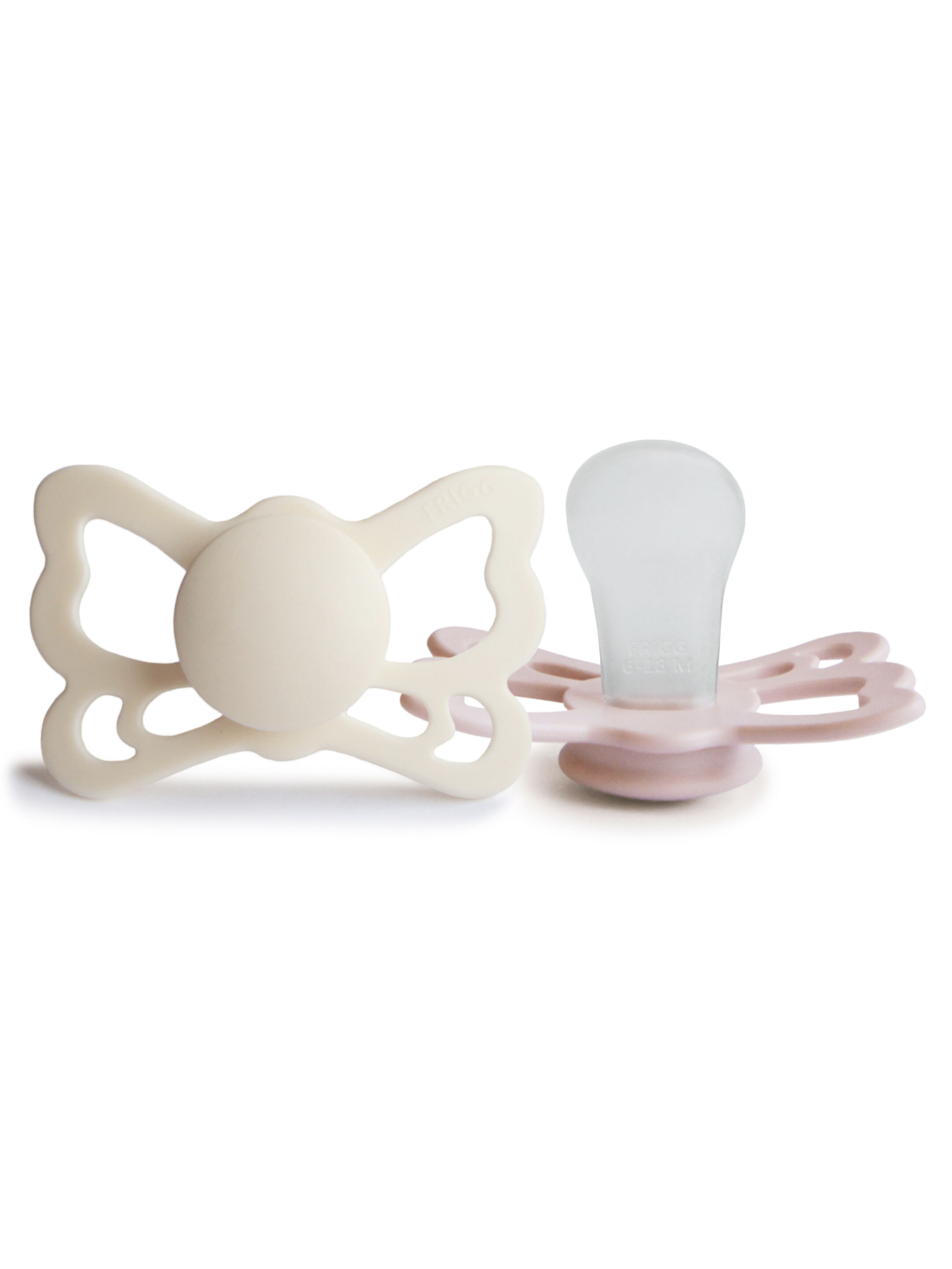 FRIGG Butterfly Anatomical Silicone Baby Pacifier 6-18M 2-Pack Cream/Blush - Size 2 image number 2