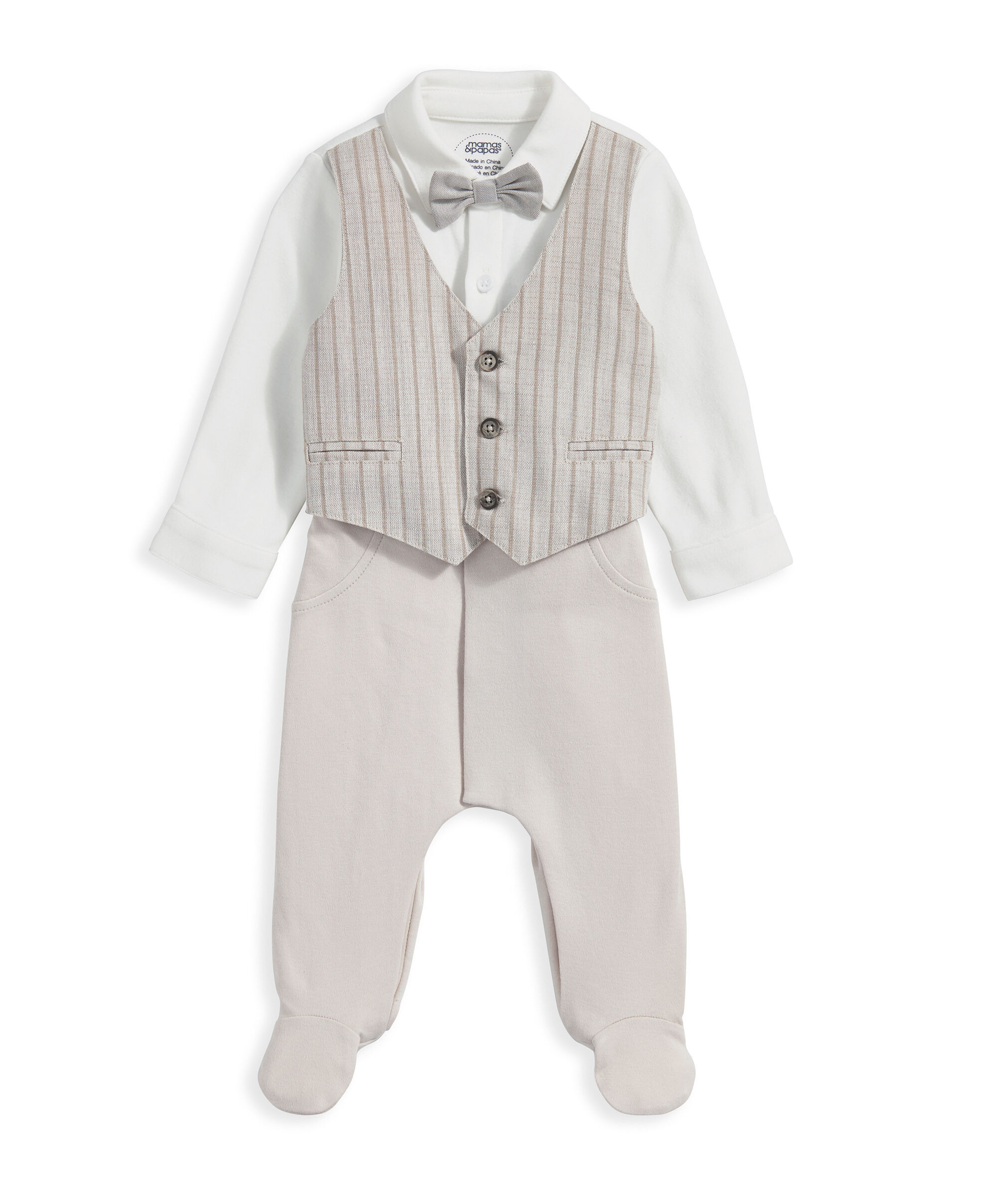 Waistcoat and Bowtie All In One - Cream image number 2