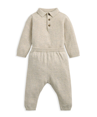 2Pc Camel Knit Polo Set