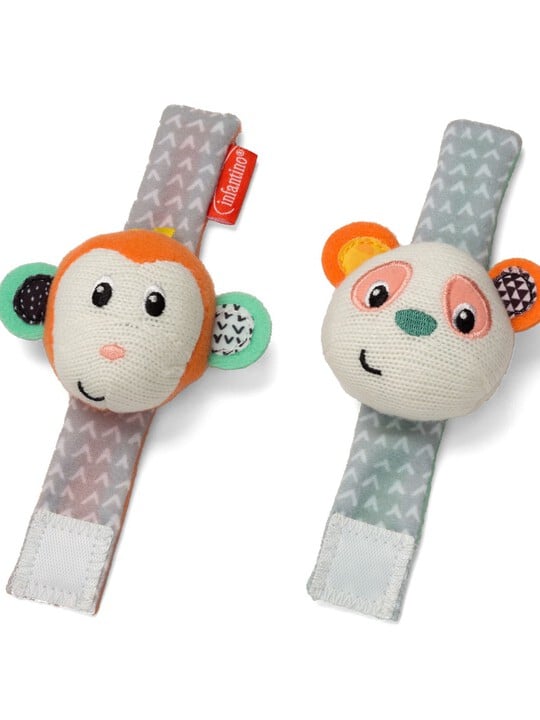 Infantino - Wrist Rattles - Monkey/Panda image number 1