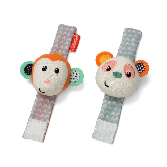 Infantino - Wrist Rattles - Monkey/Panda image number 1