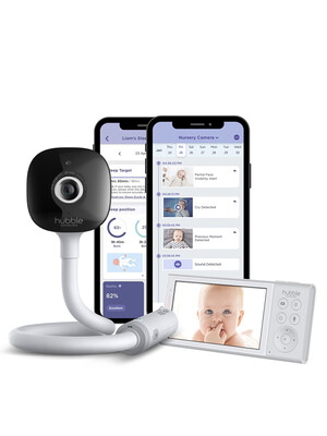 Hubble AI Go Baby Pro Battery Cam 5.0” Connected Video Baby Monitor - White