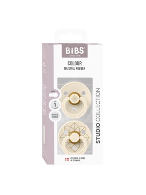 BIBS Pacifier Studio Colour 2 PACK Noor Latex Size 1 Ivory Gold
