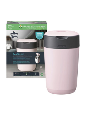 Tommee Tippee Twist and Click Advanced Nappy Bin - Pink (Includes 1 Refill Cassette)