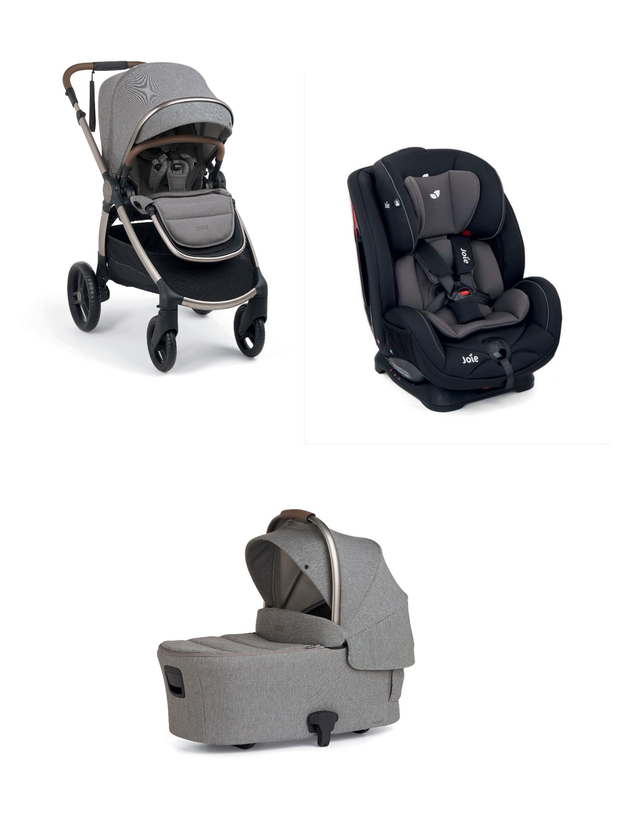 Ocarro 2 Pushchair and Carrycot Bundle with Joie Stages Adjustable Baby to Child Car Seat (3 Pieces) - Eclipse