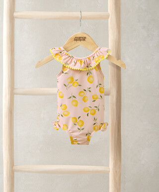 Lemon Print Frill Swimsuit