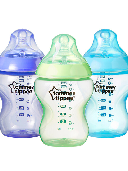 Tommee Tippee Closer to Nature Feeding Bottle, 260ml x 3 - Blue image number 3