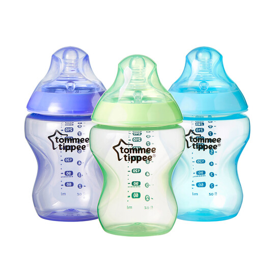 Tommee Tippee Closer to Nature Feeding Bottle, 260ml x 3 - Blue image number 3