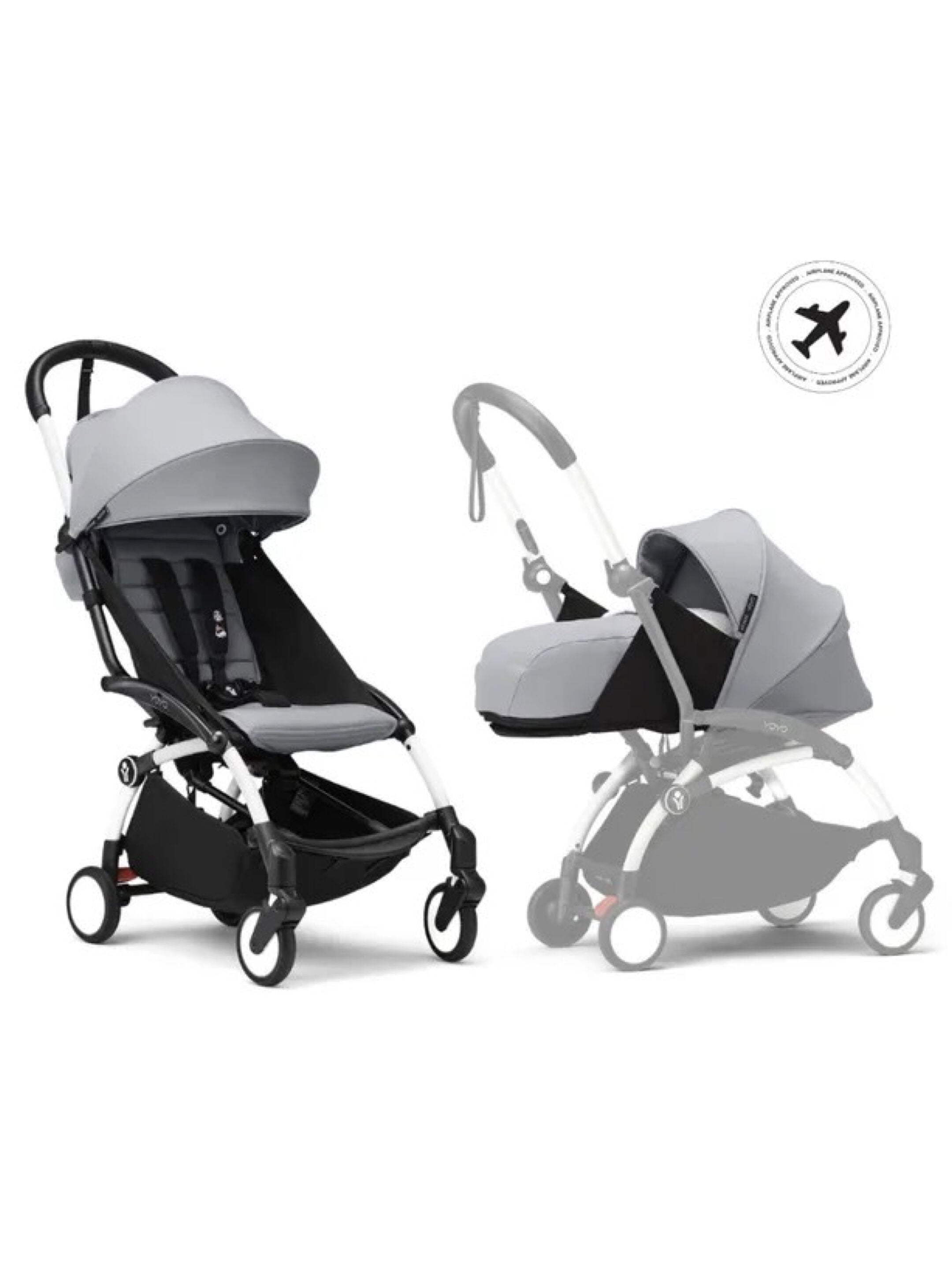 Stokke YOYO3 Full Stroller with White Frame, 0+ Newborn and 6+ Color Pack - Aqua (3 pieces)