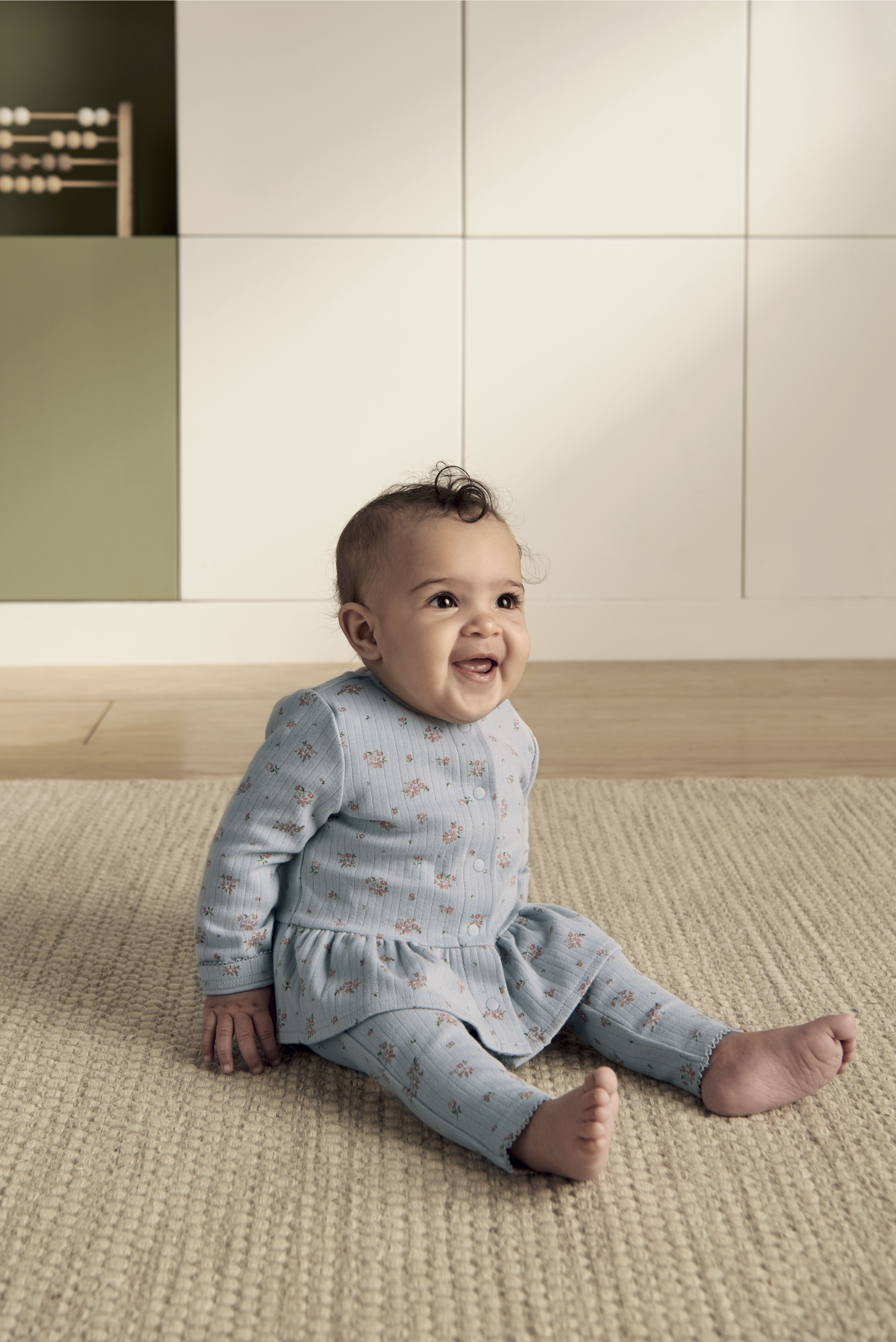 Floral Ribbed Top & Leggings Outfit Set