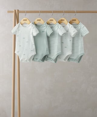 5 Pack Whale Short Sleeve Bodysuits