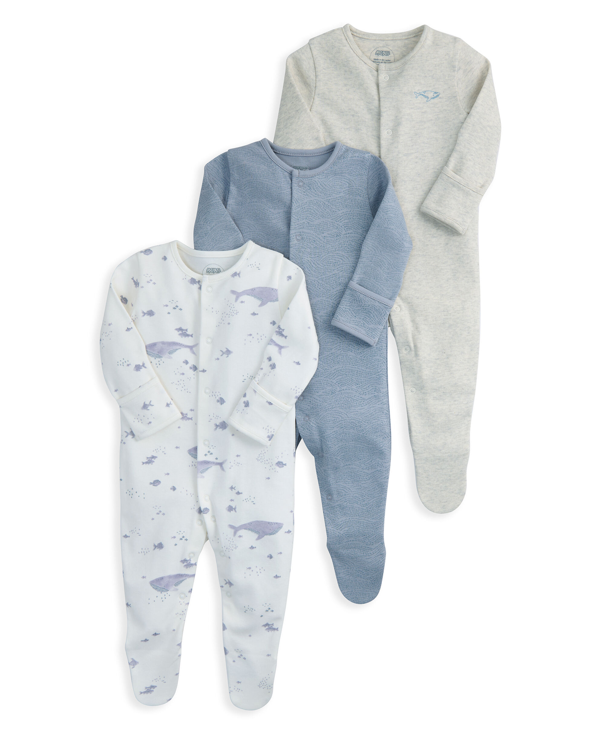 Whale Sleepsuits (Pack of 3)  image number 2